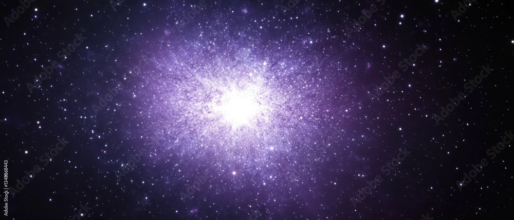 Fototapeta premium Bright starburst in a vibrant purple cosmic background