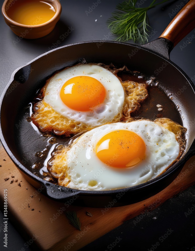 Delicious Sunny-Side-Up Eggs in a Frying Pan Delicious Sunny-Side-Up Eggs in a Frying Pan