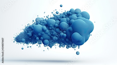 Swirling Blue Smoke Cloud Creating an Ethereal Effect on White Background