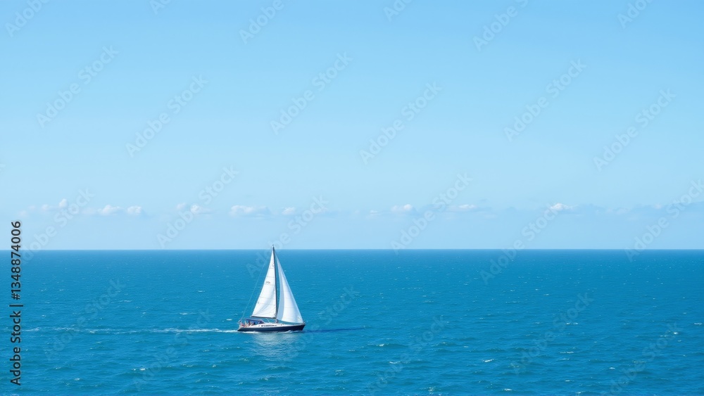 Obraz premium Sailboat on Calm Blue Ocean
