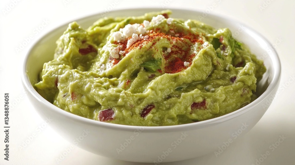 Guacamole with Cheese Crumbles Guacamole in a minimalist white bowl, topped with crumbles of cotija cheese and a sprinkle of chili powder. Guacamole with Cheese Crumbles Guacamole in a minimalist white bowl, topped with crumbles of cotija cheese and a sprinkle of chili powder.