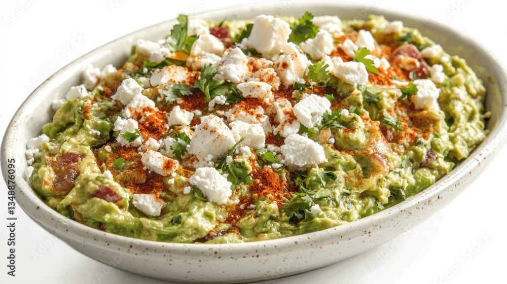 Guacamole with Cheese Crumbles Guacamole in a minimalist white bowl, topped with crumbles of cotija cheese and a sprinkle of chili powder. Guacamole with Cheese Crumbles Guacamole in a minimalist white bowl, topped with crumbles of cotija cheese and a sprinkle of chili powder.