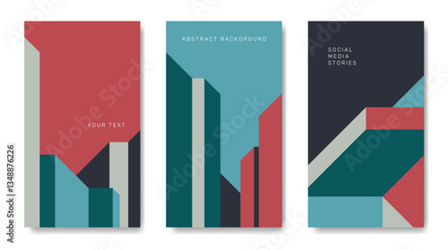 A set of abstract geometric backgrounds with an architectural theme