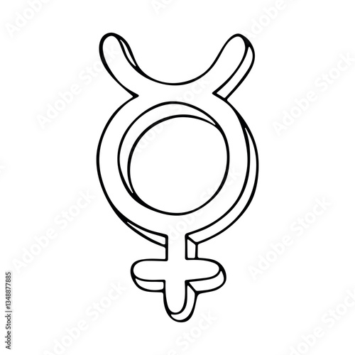 Hand drawn hermaphroditus gender identity icon Symbol used to represent sex and gender