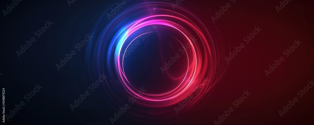 Abstract circles curve wave round curl glowing shine neon lighting on dark black background. Abstract circles curve wave round curl glowing shine neon lighting on dark black background.