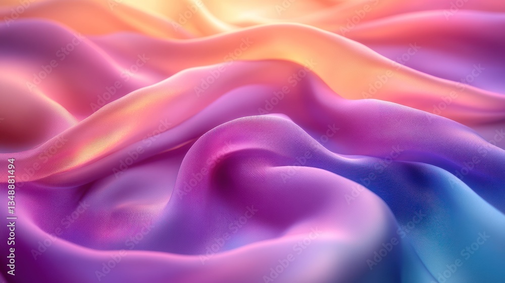 Abstract pastel fabric texture with smooth waves and gradient colors.