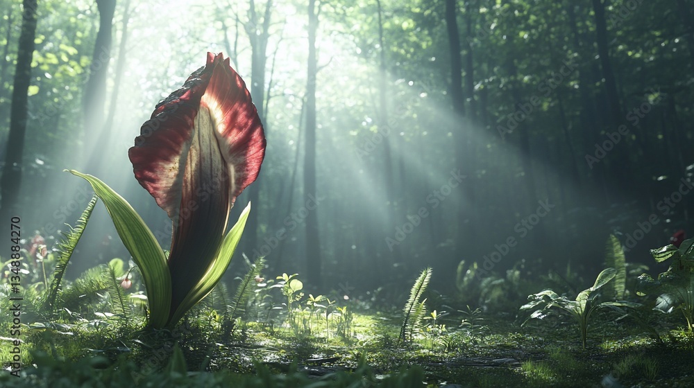 Sunlit Cobra Lily in Forest Sunlit Cobra Lily in Forest