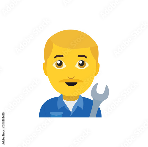 mechanic person blue collar wrench emoji vector