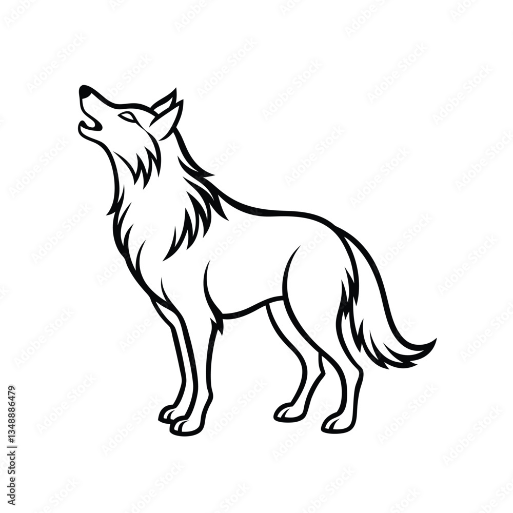 Clean Howling Wolf Silhouette Vector Illustration Clean Howling Wolf Silhouette Vector Illustration