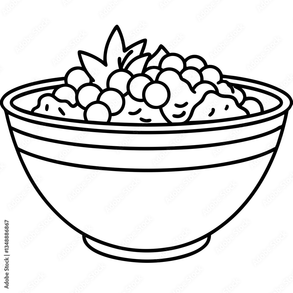 Fresh Produce in a Bowl Minimal Line Art Fresh Produce in a Bowl Minimal Line Art