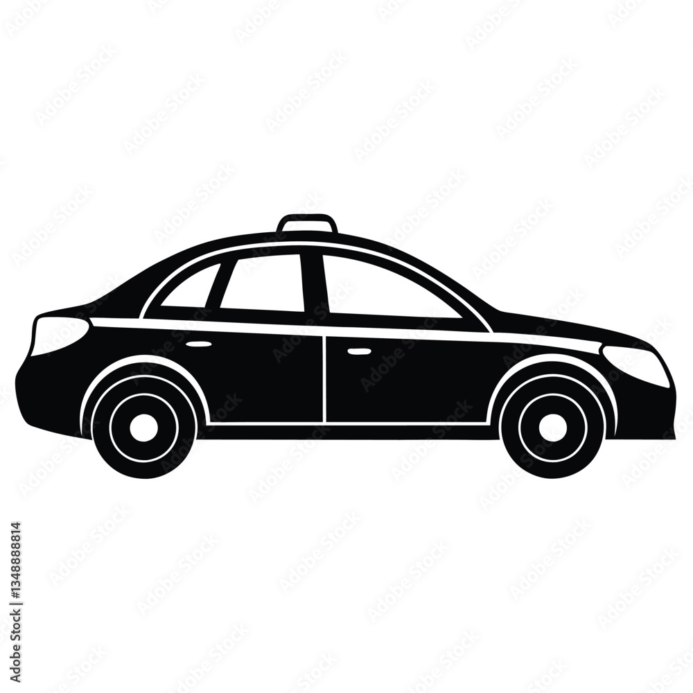 Obraz premium Vector Taxi Silhouette Classic City Cab Icon