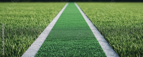 Strategic planning management sustainability concept. Lush green sports field with distinct white lines marking the playing area.