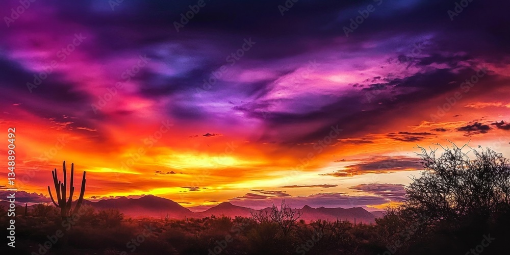 Obraz premium Serene landscapes illuminated by the setting sun in Arizona.