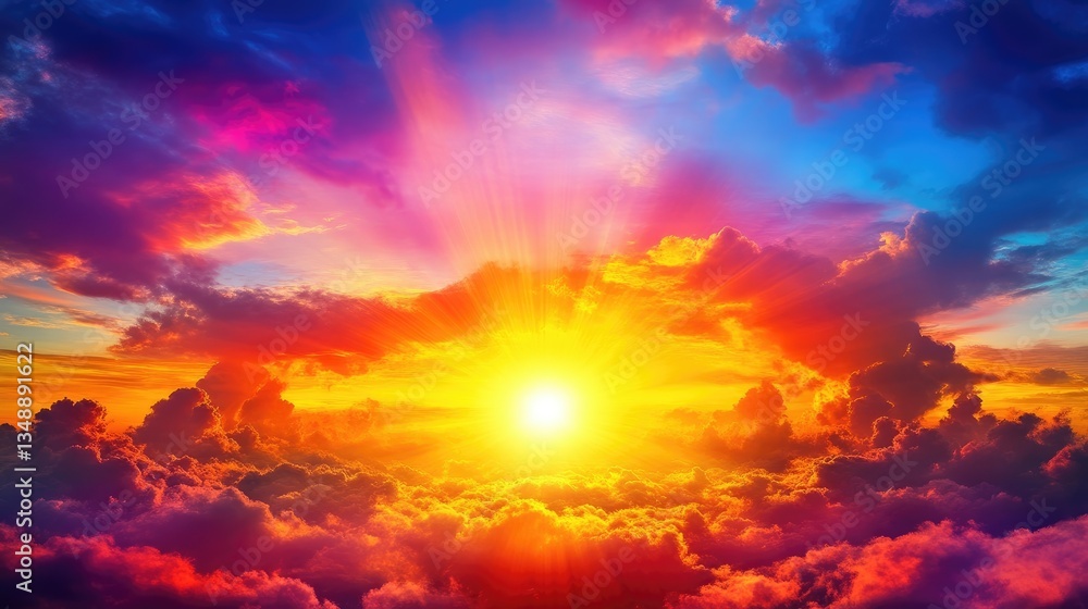 Naklejka premium Vibrant sunset over a majestic cloud layer