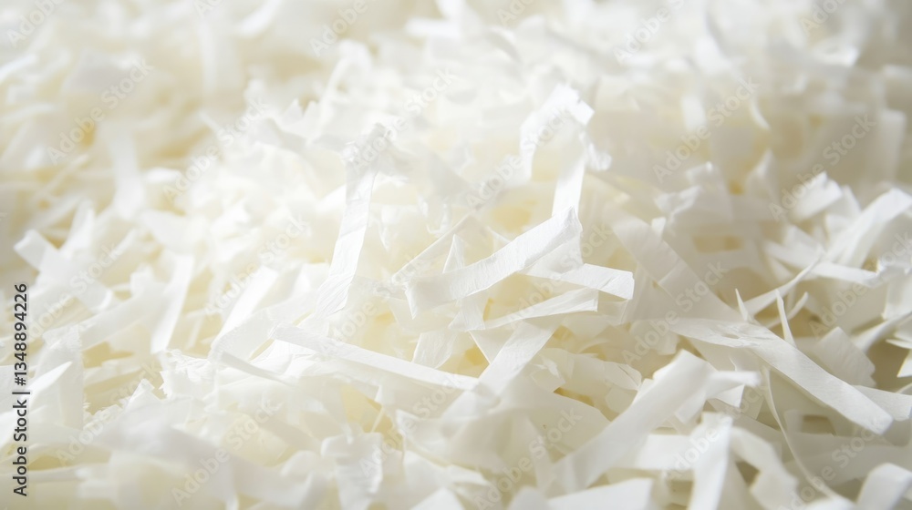 A close-up of finely shredded paper being pulped for eco-friendly recycling. A close-up of finely shredded paper being pulped for eco-friendly recycling.
