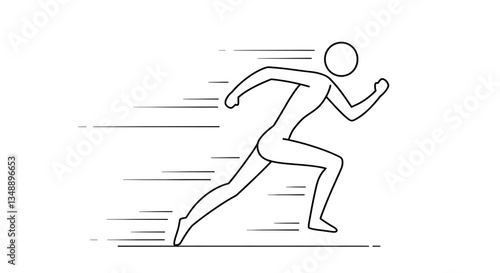 Running figure outline speed motion graphic on Transparent Background