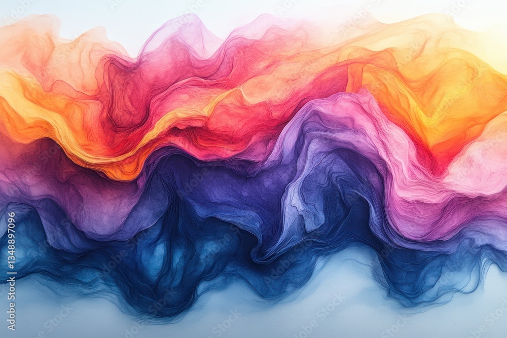 Obraz premium Fluid Ink Textures and Soft Pastel Tones Create Surreal Interplay of Light and Color in Abstract Composition