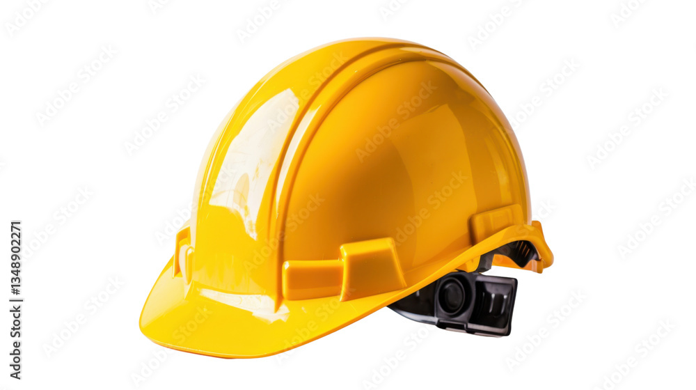 Fototapeta premium Yellow safety helmet protecting construction workers on transparent background