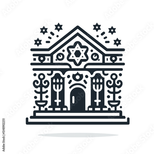 Decorative synagogue illustration with stars in modern style  