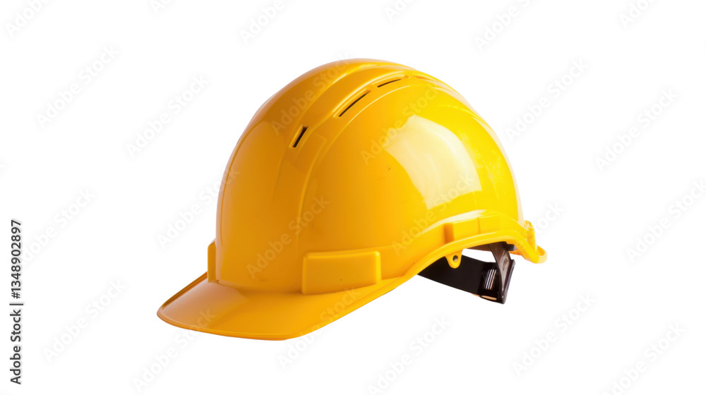 Fototapeta premium Yellow safety helmet protecting construction workers on transparent background