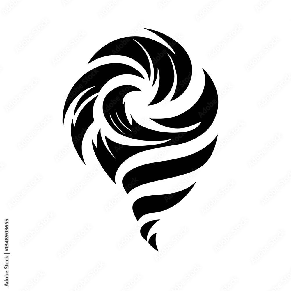Naklejka premium Black abstract tornado swirl logo design.
