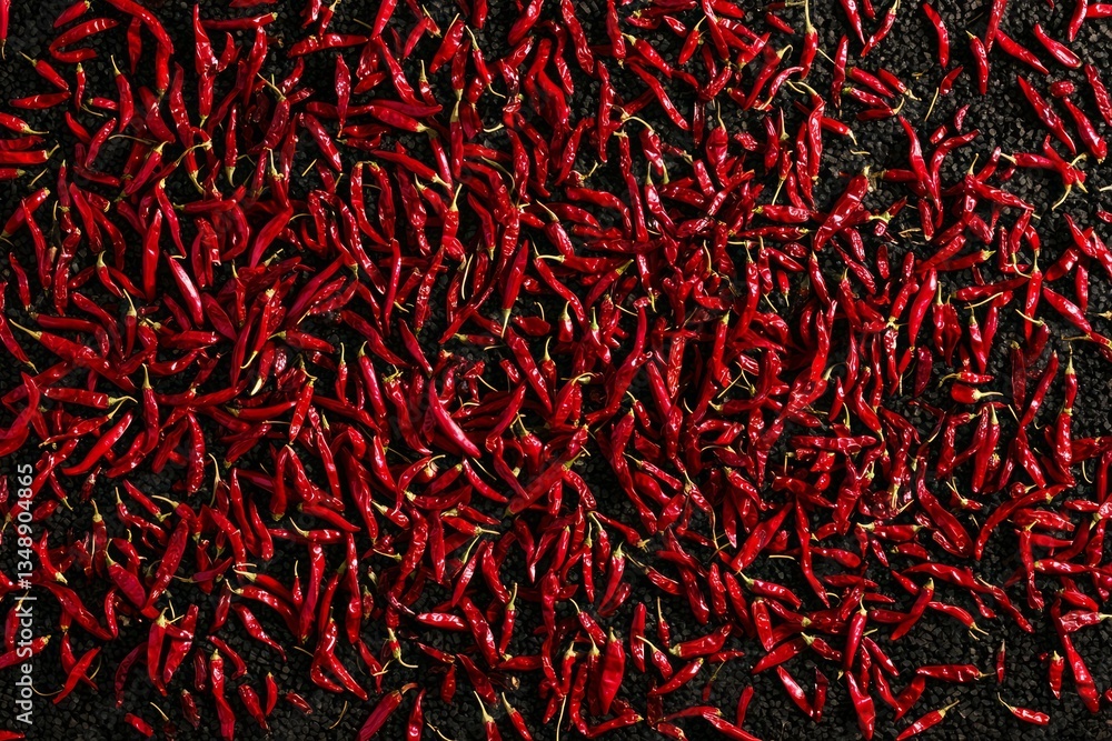 Fototapeta premium Abundance of red chili peppers filling frame. Neural network AI generated