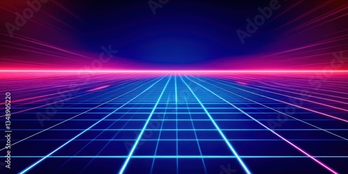 A blue and red background with a grid of squares