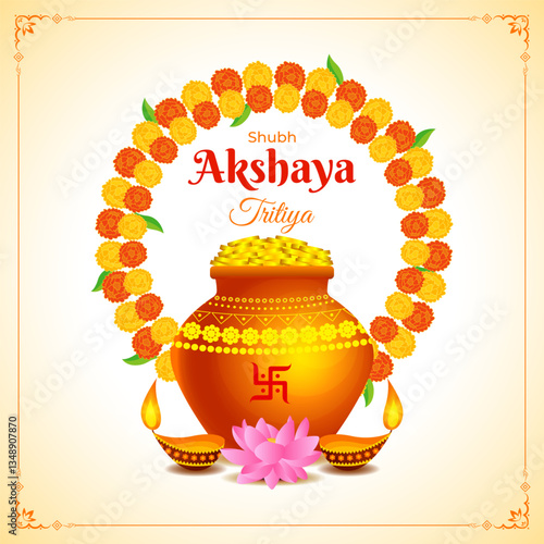 Vector illustration of Happy Akshaya Tritiya social media template