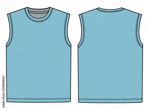 men's tank, fashion flat sketch vector illustration, cad, technical drawing, flat drawing, template, mockup.
