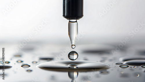 Wallpaper Mural Close-up of Water Droplet Falling from Pipette on Surface of Liquid Torontodigital.ca