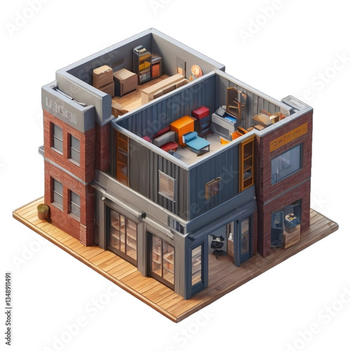 Stylish 3D Isometric Building with Open Concept