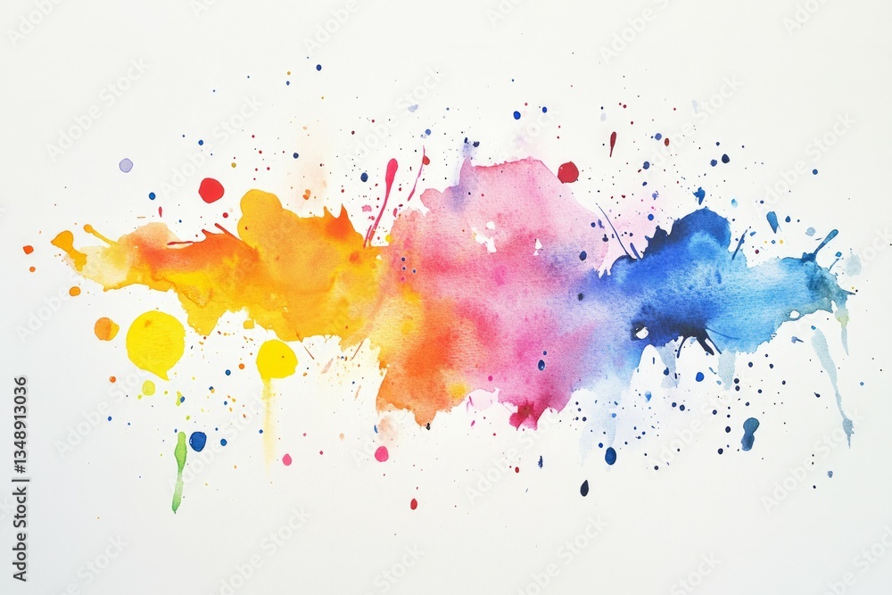 Colorful splashes blend across white background, creating vibrant display of harmony and creativity. Neural network AI generated Colorful splashes blend across white background, creating vibrant display of harmony and creativity. Neural network AI generated