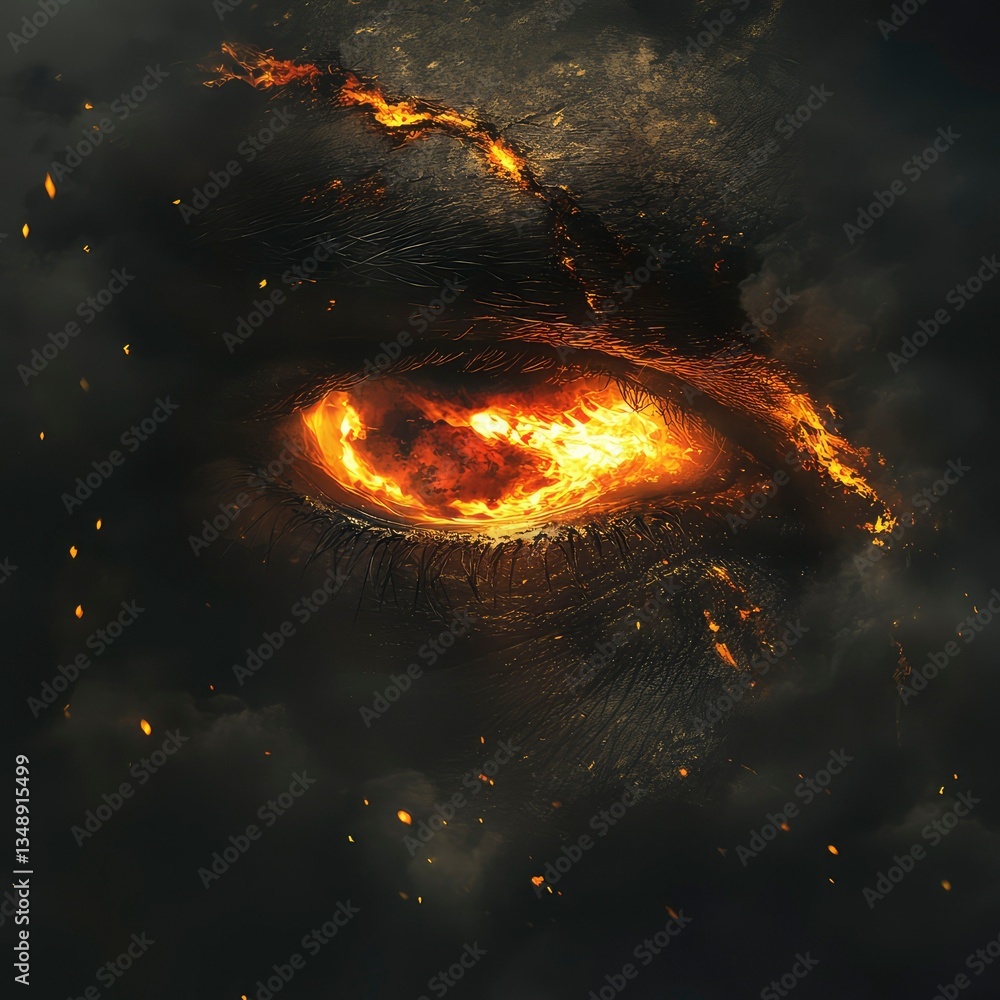 Naklejka premium Fiery Eye of the Inferno A Volcanic Abyss