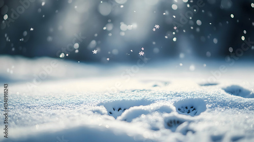 Wallpaper Mural A blanket of snow covers the land as snowflakes fall gracefully, leaving behind evidence of creatures venturing out into the crisp air. Torontodigital.ca