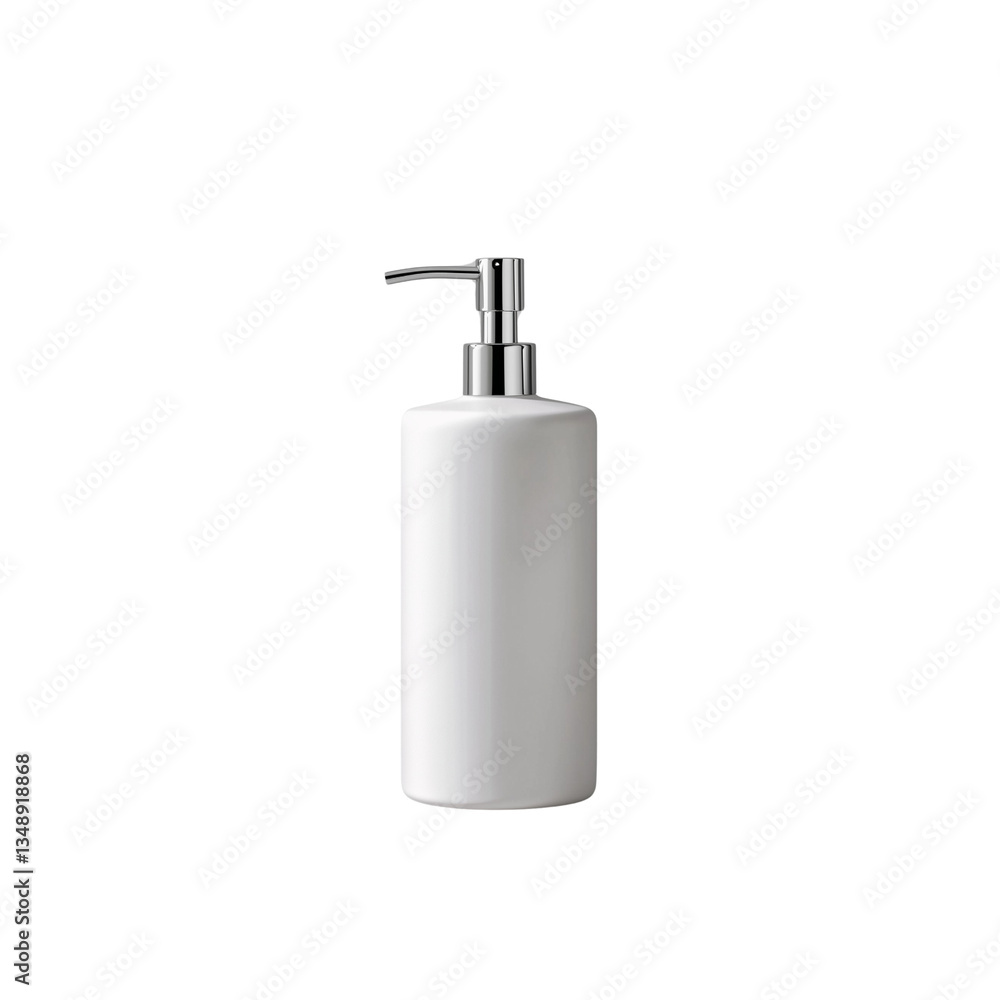 A sleek, modern white soap dispenser with a pump, designed for easy dispensing of liquid soap or lotion. A sleek, modern white soap dispenser with a pump, designed for easy dispensing of liquid soap or lotion.