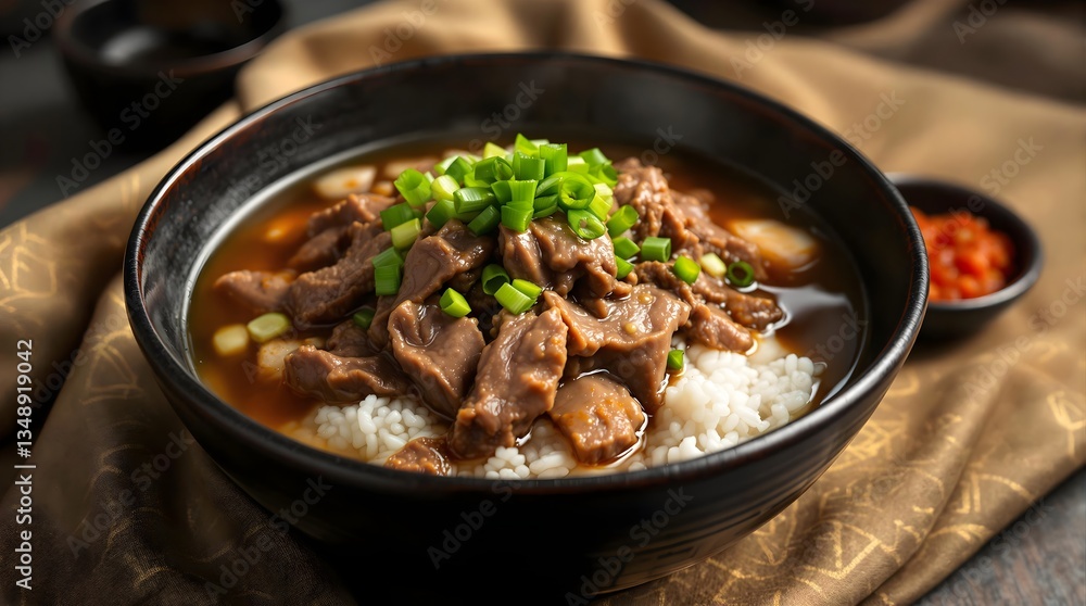 Hearty Janggukbap Beef Soup with Rice and Vegetables (Korean Cuisine) Hearty Janggukbap Beef Soup with Rice and Vegetables (Korean Cuisine)