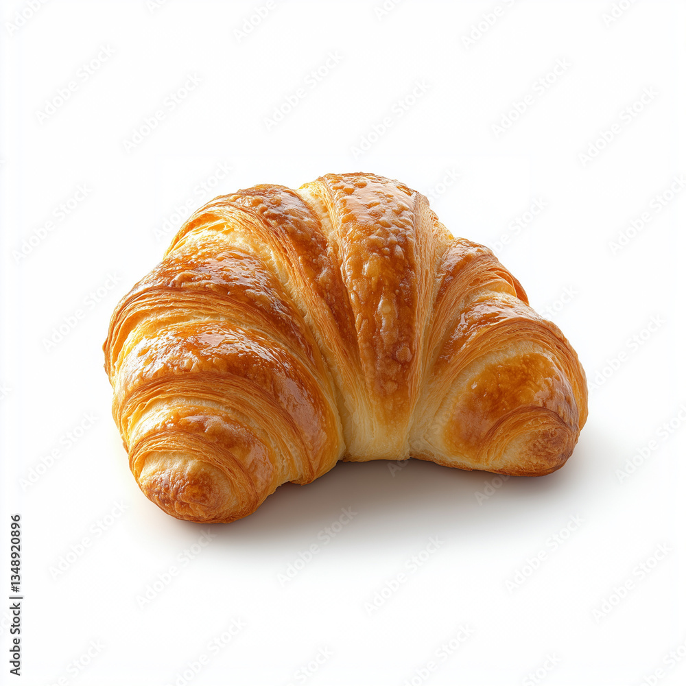 Crispy croissant with delicate puff pastry on white background.. Crispy croissant with delicate puff pastry on white background..