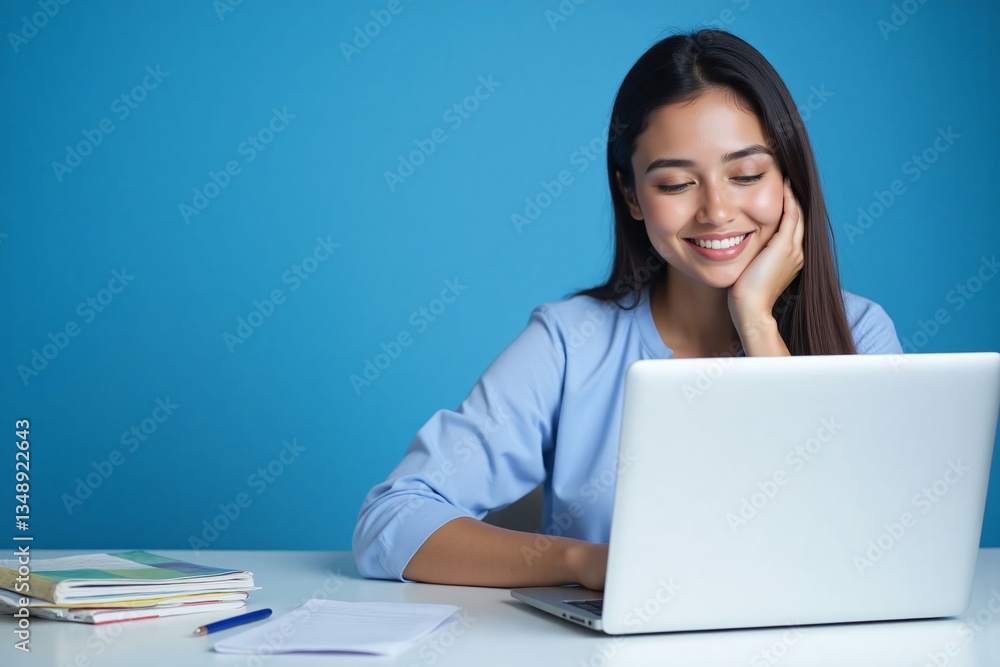 woman sitting at a table using a laptop computer woman sitting at a table using a laptop computer