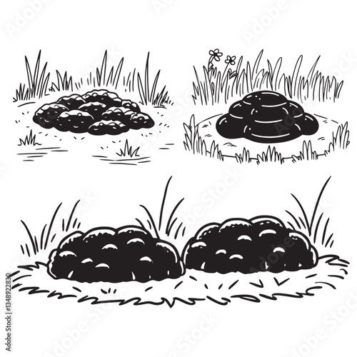 High angle view of cow dung in the grass