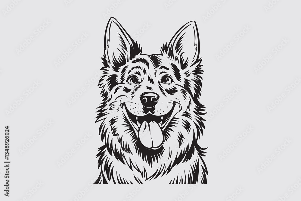 Naklejka premium Happy Dog Portrait Silhouette Vector