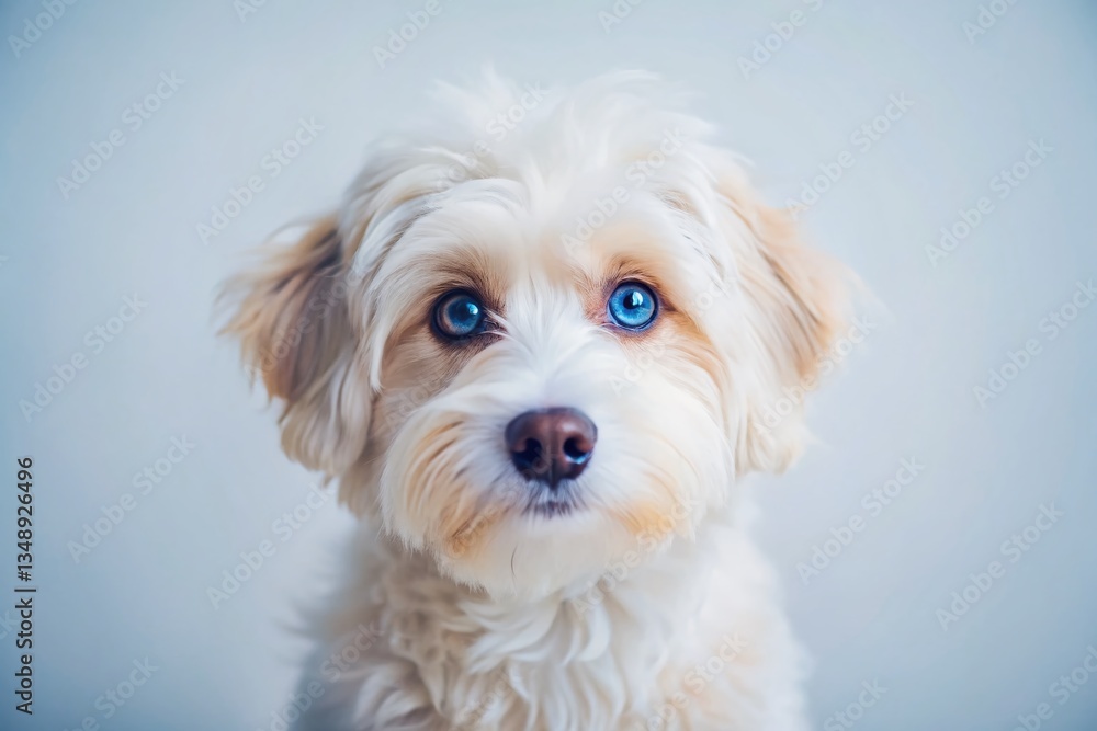 Adorable Fluffy Dog with Striking Blue Eyes - Minimalist Pet Photography Adorable Fluffy Dog with Striking Blue Eyes - Minimalist Pet Photography
