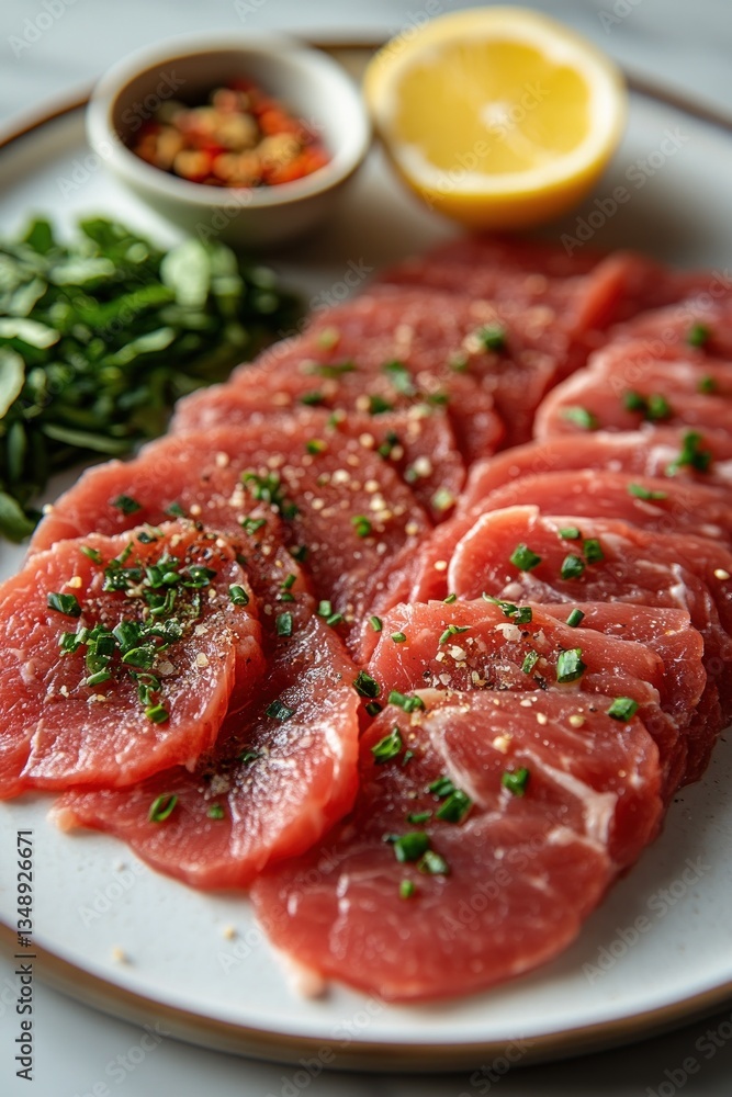 Fresh Thinly Sliced Raw Beef Short Plate Meat Steak Protein Cooking Meal Dinner Lunch Sushi Fresh Thinly Sliced Raw Beef Short Plate Meat Steak Protein Cooking Meal Dinner Lunch Sushi