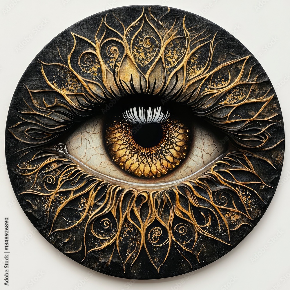 Naklejka premium Ornate Golden Eye - 3D Textured Art