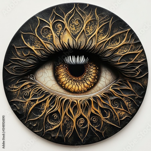Ornate Golden Eye - 3D Textured Art