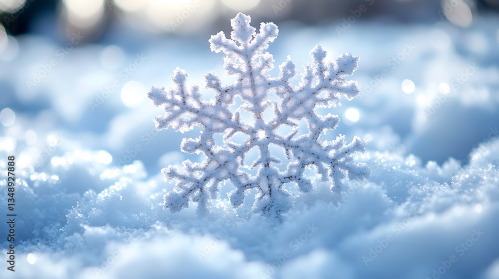 Close-up of a single snowflake in the snow. (1)
