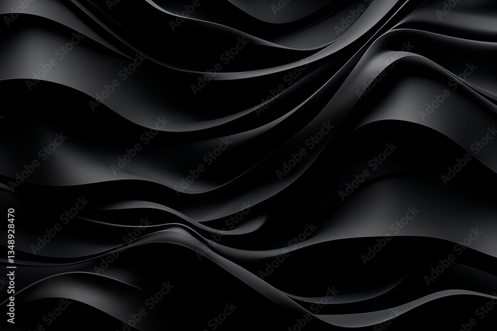 Fototapeta premium Dark background with deep black lines and embossed geometric waves. Graphic resource. Image created with AI