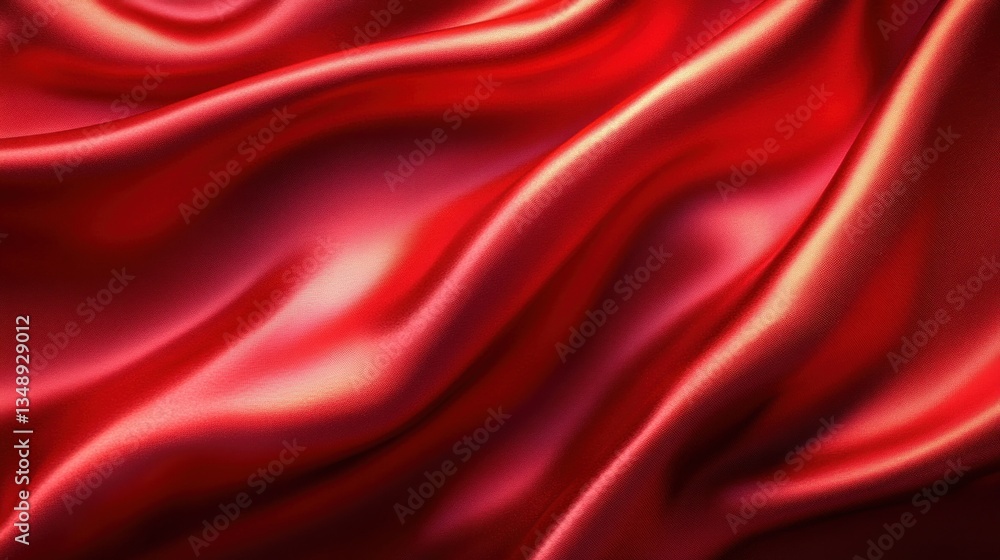 Fototapeta premium Red Silk Fabric Luxury Abstract Background with Elegant Drapes and Textures
