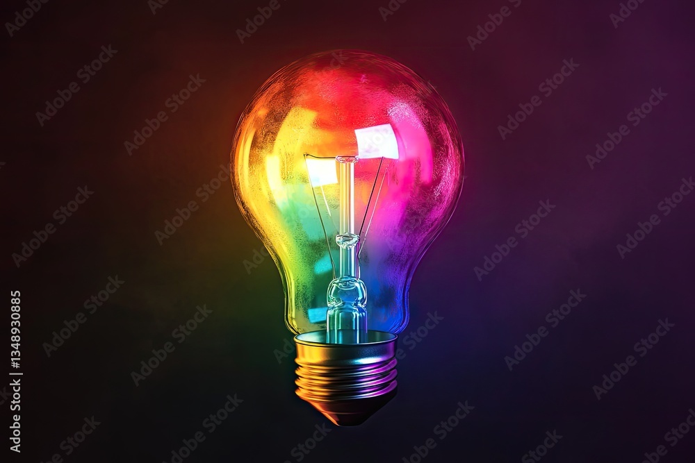 Colorful illuminated lightbulb Colorful illuminated lightbulb