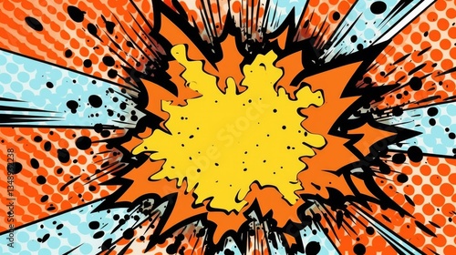 Comic Style Explosion with Dynamic Pop Art Effect and Vibrant Colors on colorful background