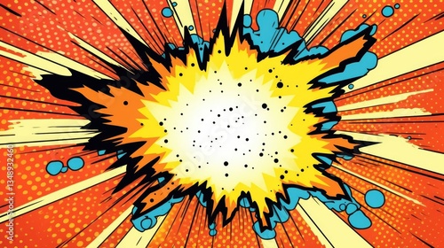 Comic Style Explosion with Dynamic Pop Art Effect and Vibrant Colors on colorful background